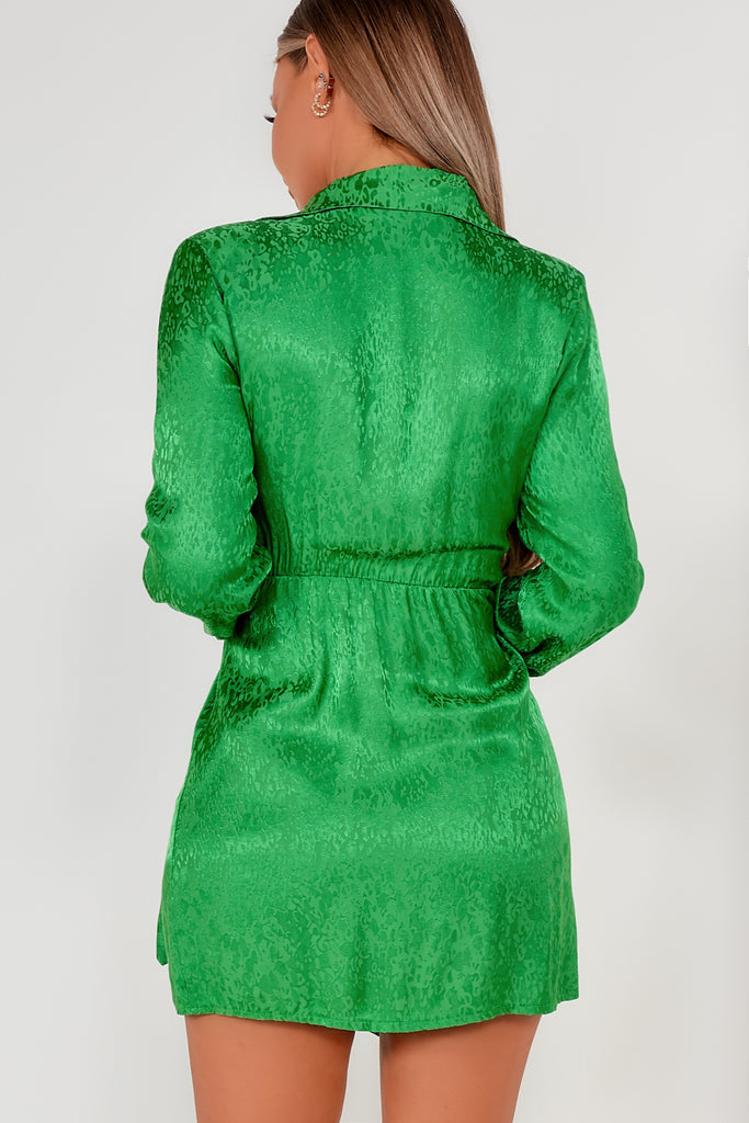 Janelle Green Animal Print Wrap Dress ...